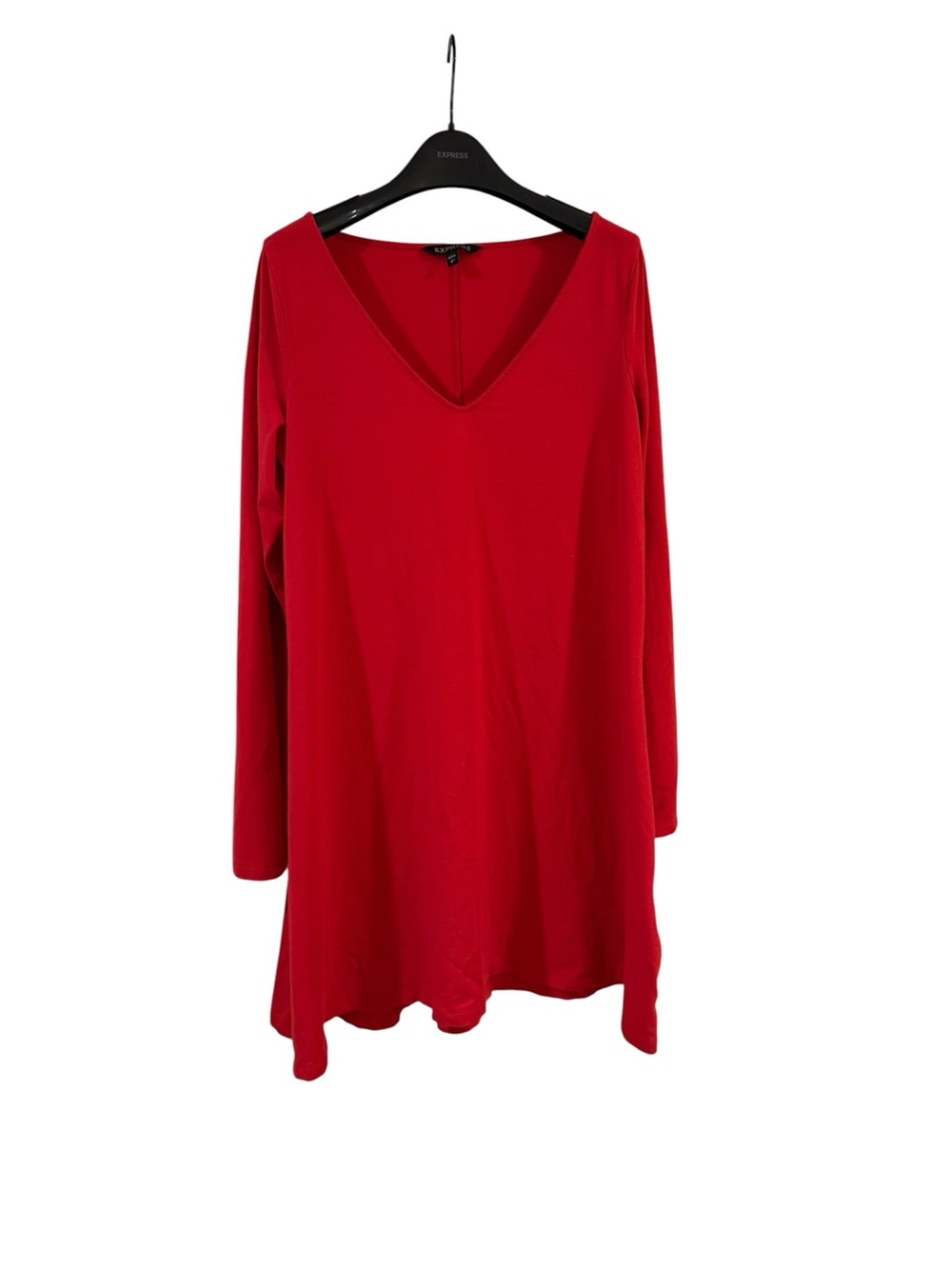 Express Women's Red V-Neck Long Sleeve Tunic Dress Size Large